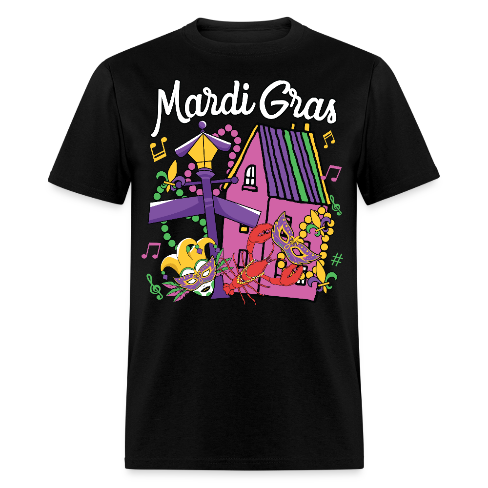 New Orleans Themed Festival Tee For Parades Mardi Gras T-shirt - black