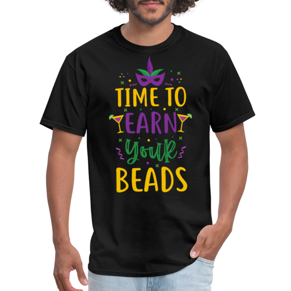 New Orleans Festival Shirt Time to Earn Your Beads Funny T-shirt - black