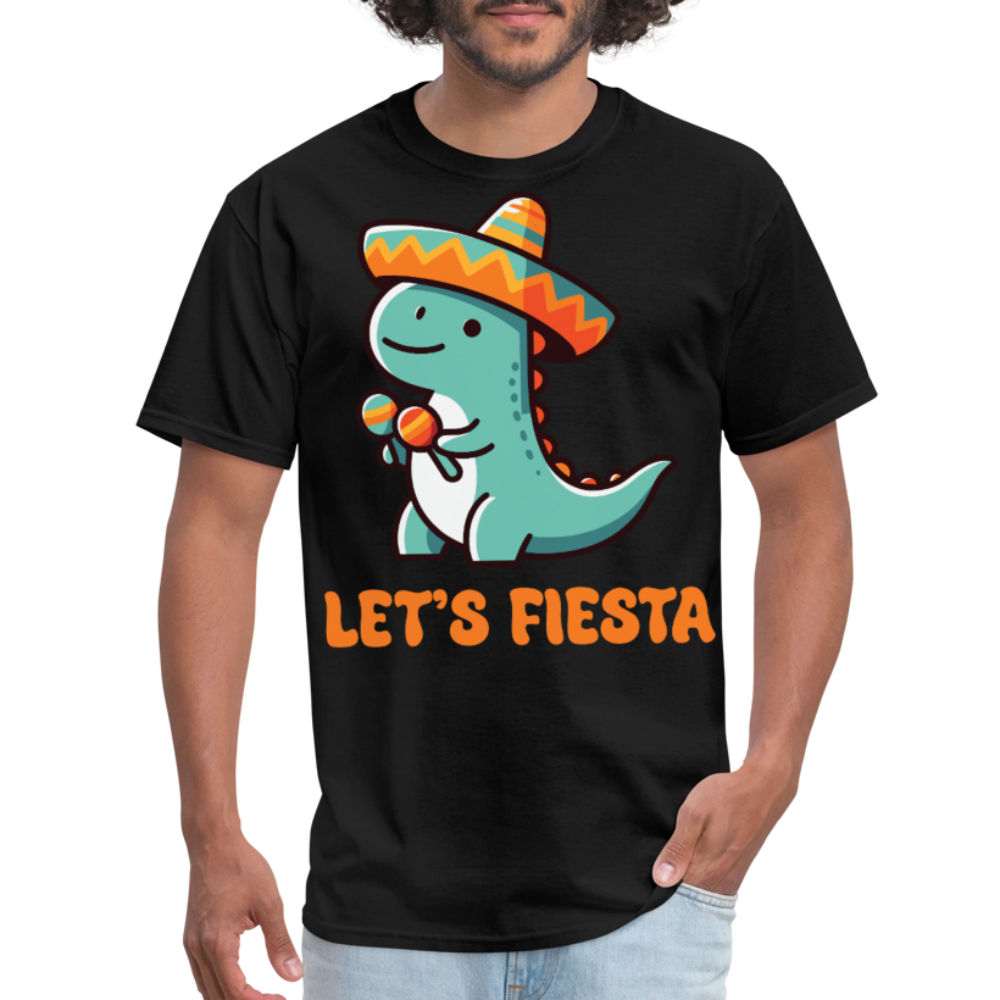 Cute Dinosaur Fiesta Tee For Party Lovers Let's Fiesta T-shirt - black