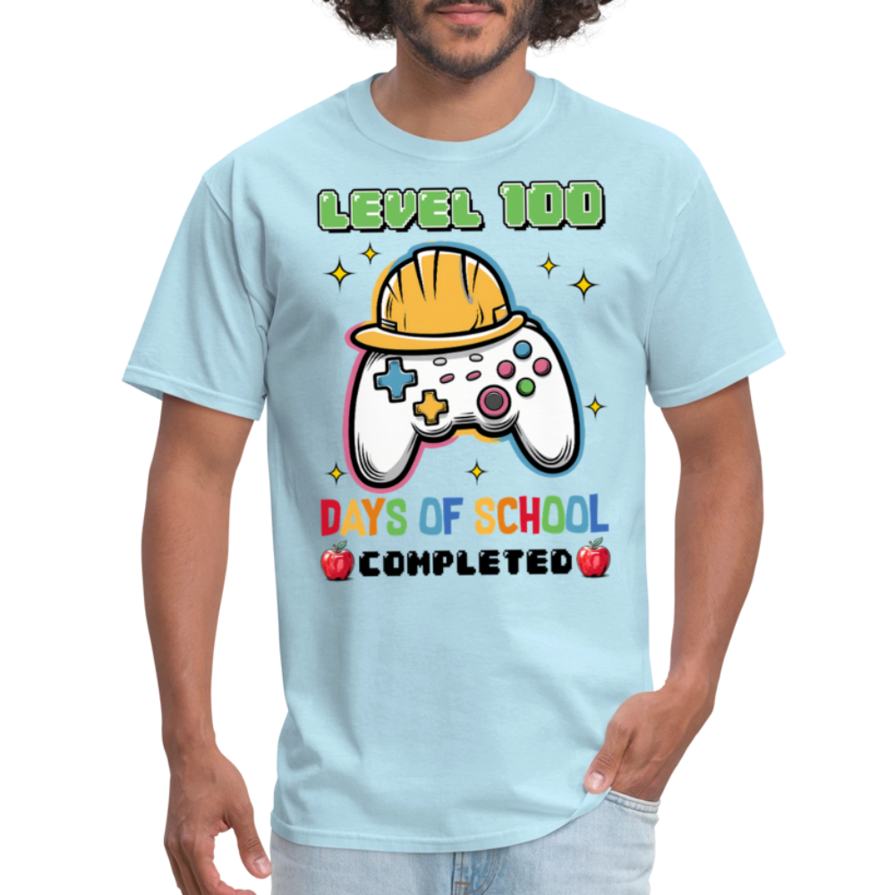 Level 100 Days Of School Gamer Shirt Level Up School Milestone T-shirt - powder blue