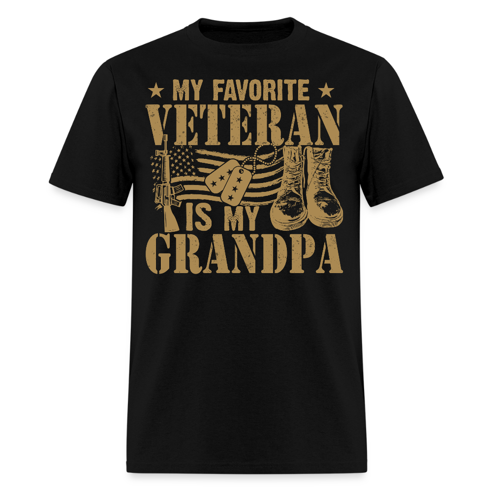 My Favorite Veteran Is My Grandpa Military Gift T-Shirt - black