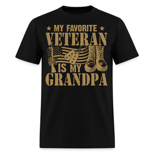 My Favorite Veteran Is My Grandpa Military Gift T-Shirt - black