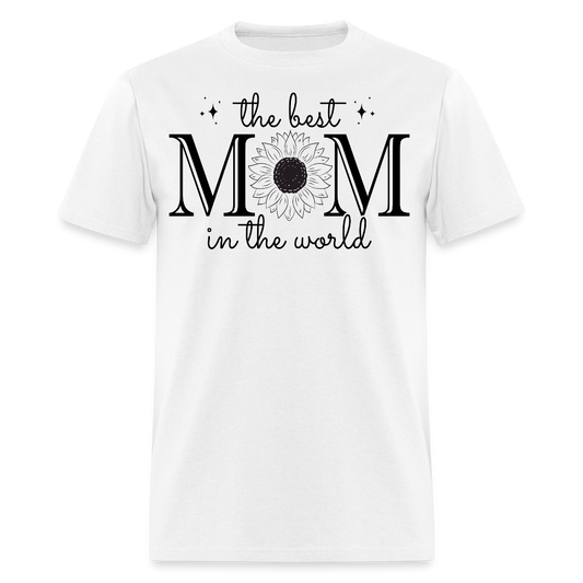 Mother's Day Sunflower Print World's Best Mom T-shirt - white