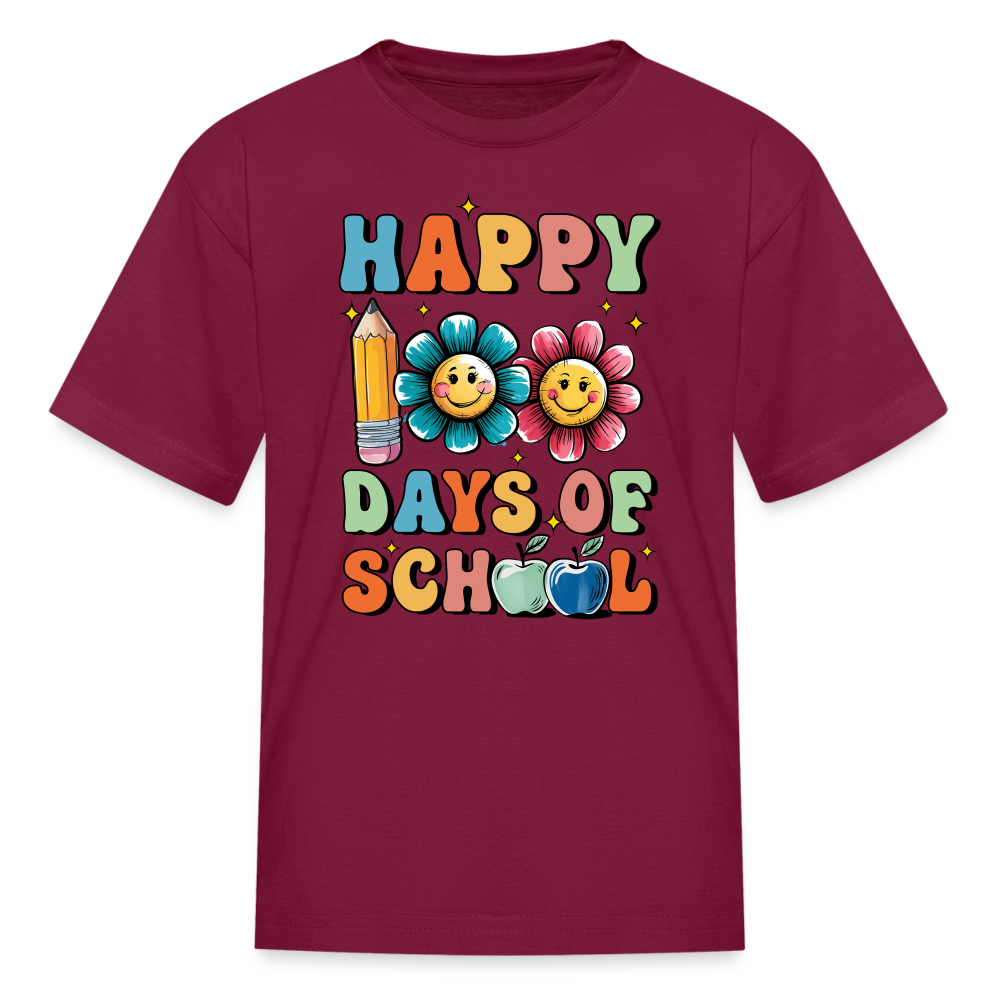 Happy 100 Days Of School Shirt For Kids Back To School Milestone T-shirt - burgundy