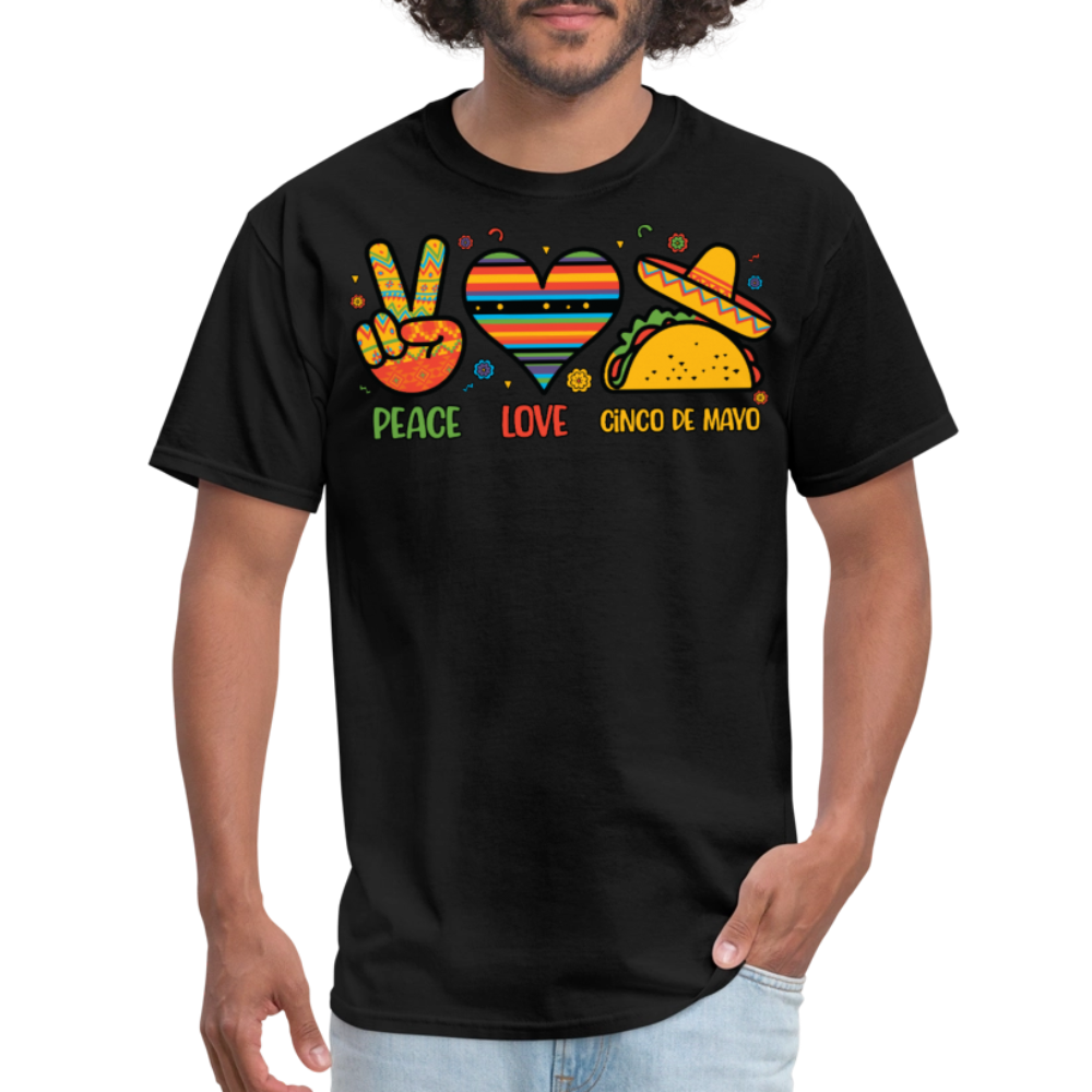 Peace Love Tacos Cinco de Mayo Graphic Unisex T-shirt - black