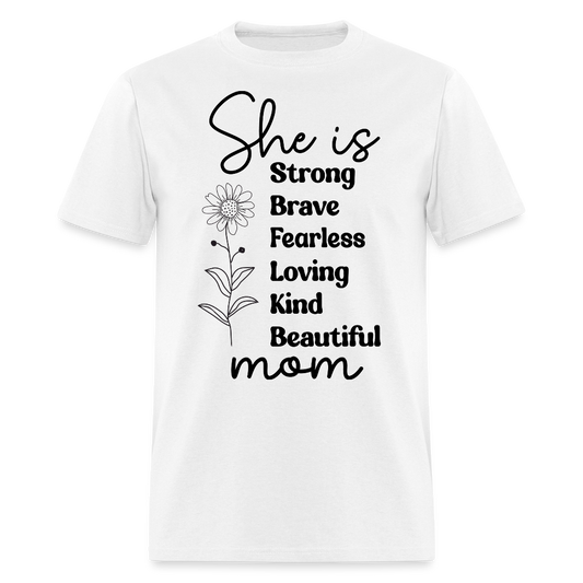 Strong And Beautiful Mom Unique Floral T-shirt - white