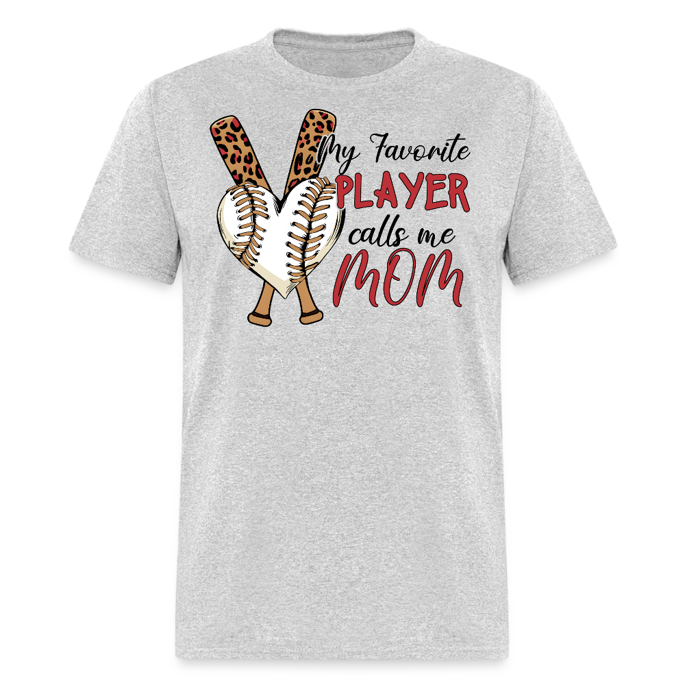 Heart Shaped Leopard Print Baseball Mom T-shirt - heather gray
