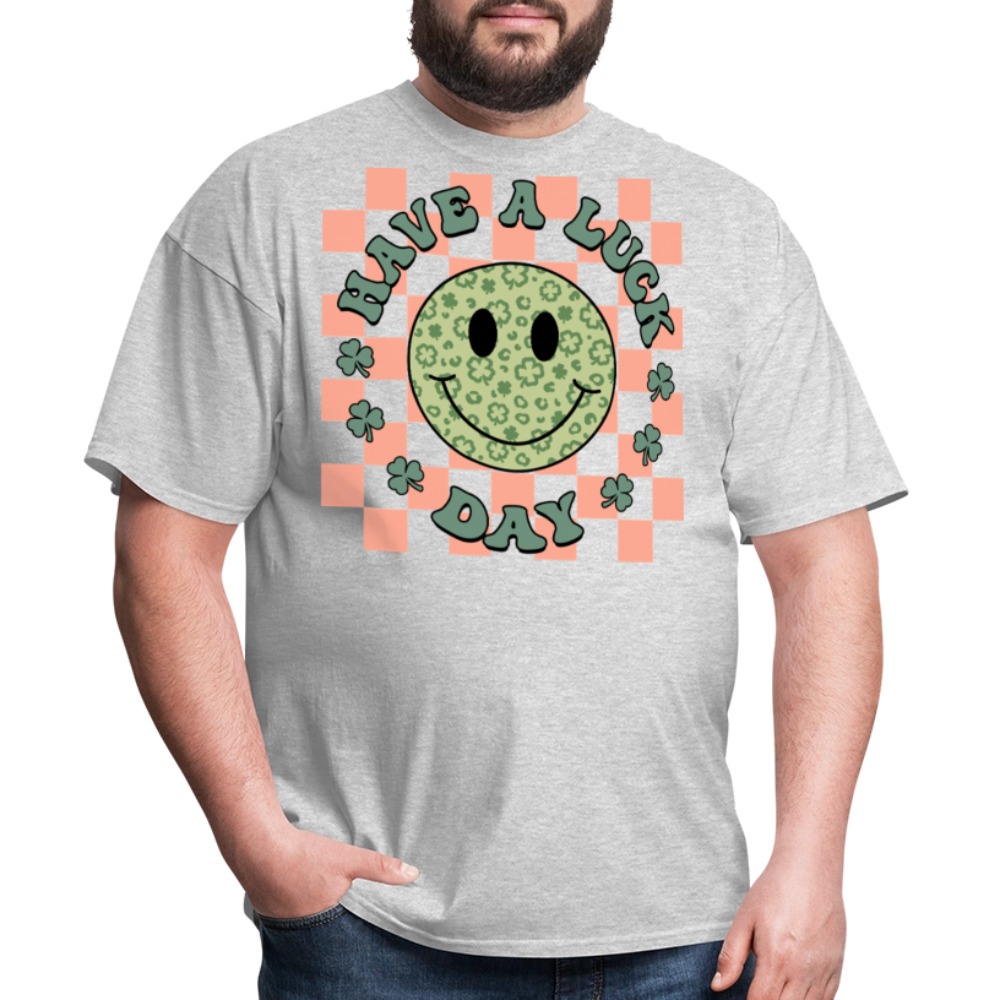 Retro Lucky Charm Graphic Tee Have A Lucky Day T-shirt - heather gray