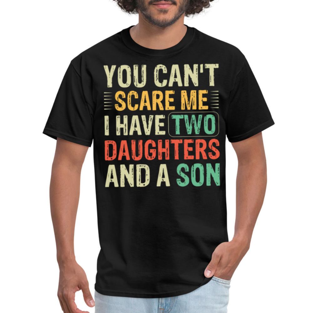 Funny T shirts for Parents with Kids I Have 2 Daughters & A Son T-Shirt - black