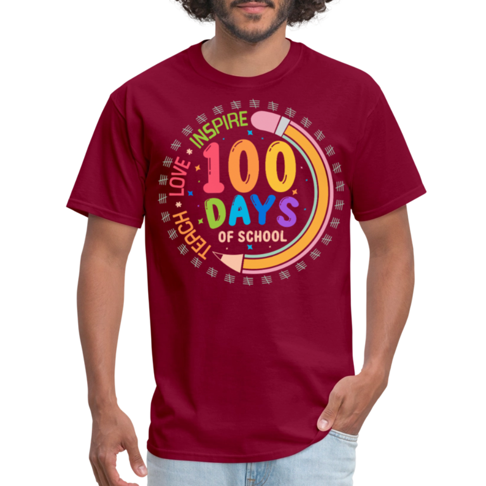 100th Days Of School Shirt For Teachers School Milestone Celebration T-shirt - burgundy