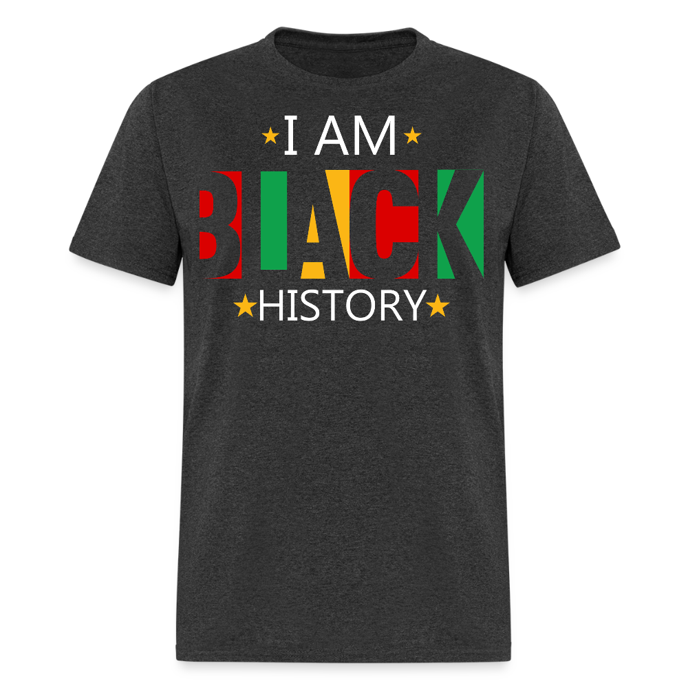 I Am Black History Graphic Tees Pan-African Colors T-shirt - heather black