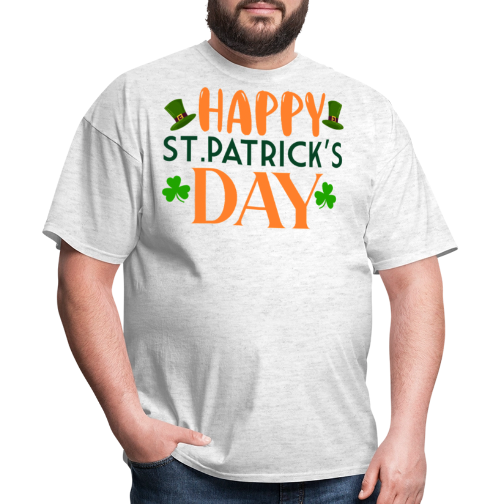 Cute Leprechaun-themed St Paddy’s Tee St Patrick’s Day T-shirt - light heather gray