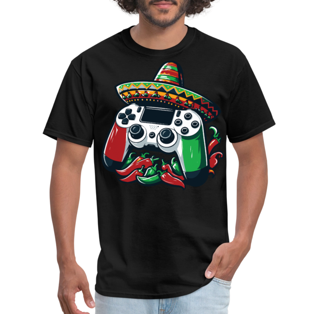 Gamer Controller With Sombrero Design Mexican Gamer T-shirt - black