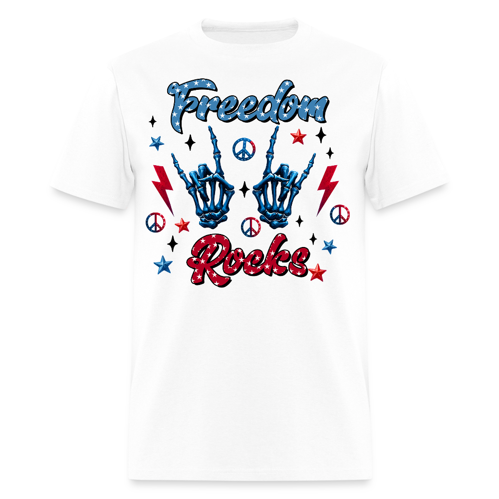 Freedom Rocks Patriotic Rock And Roll T-Shirt - white