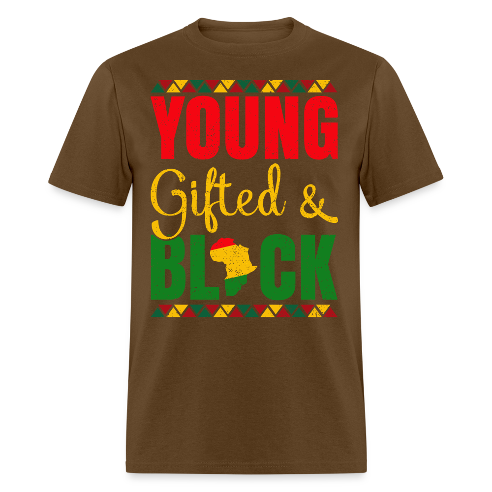 African Heritage Tee Young Gifted and Black T-Shirt - brown