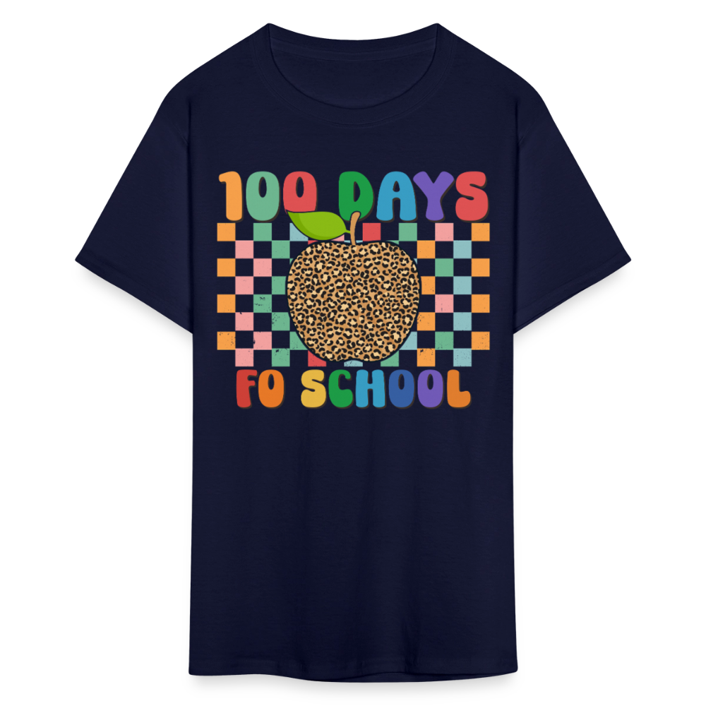 Leopard Print 100 Days of School Shirt Teacher Gifts Unisex T-shirt - navy