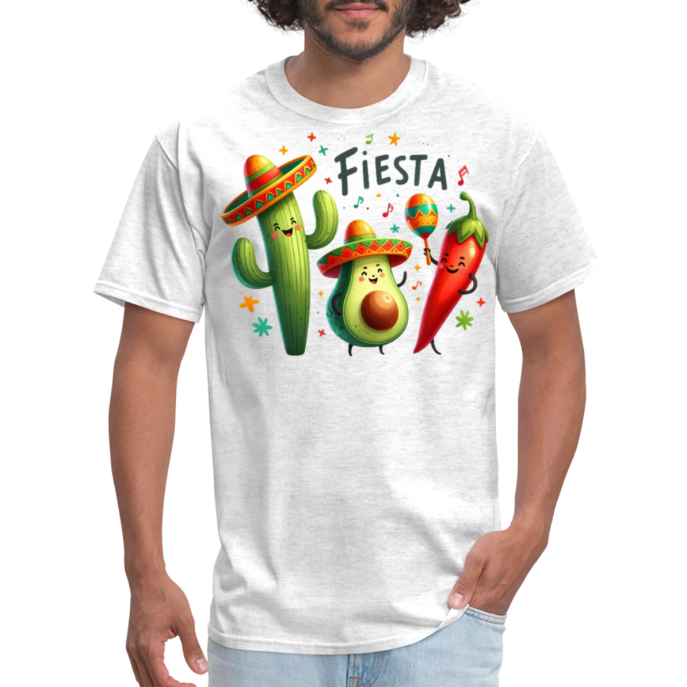 Cinco De Mayo Cartoon Design Tee Cute Avocado And Cactus Fiesta T-shirt - light heather gray