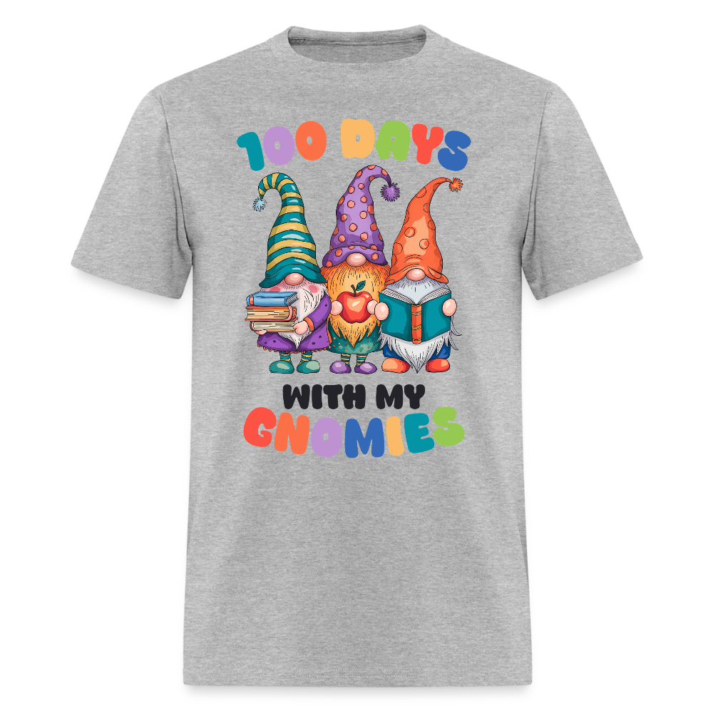 Cute Gnome 100 Days of Learning Shirt Teacher Appreciation Gnome T-Shirt - heather gray