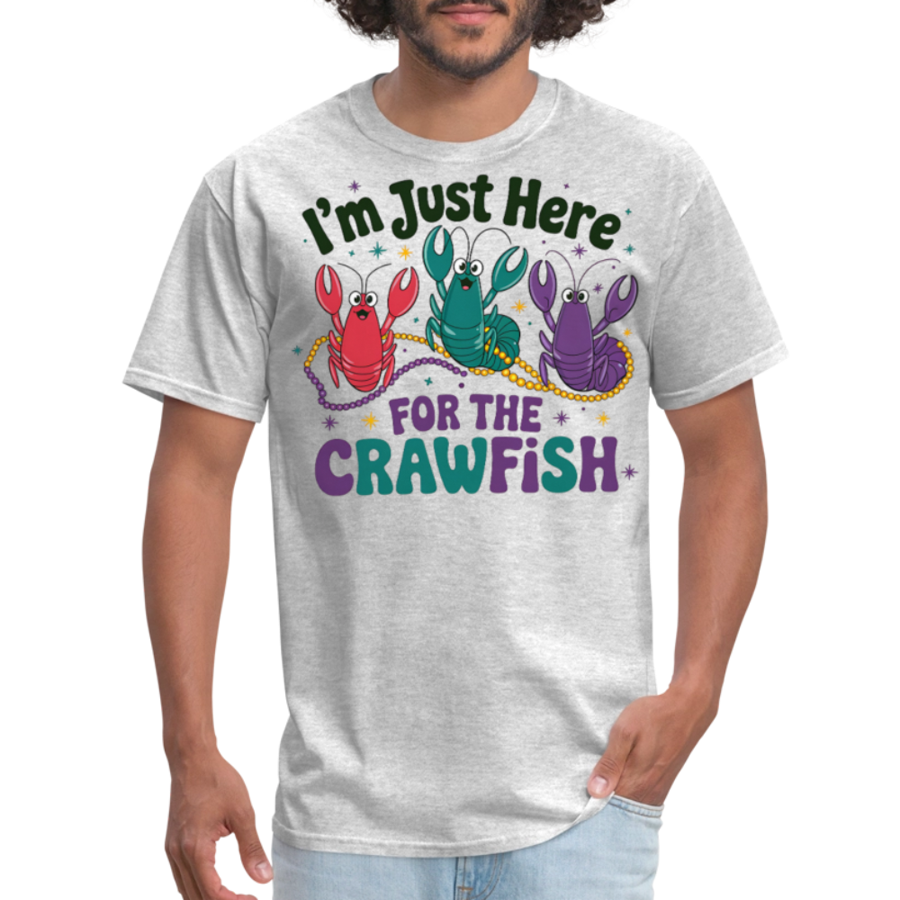 I'm Just Here For The Crawfish Tee Funny Mardi Gras Crawfish T-Shirt - heather gray