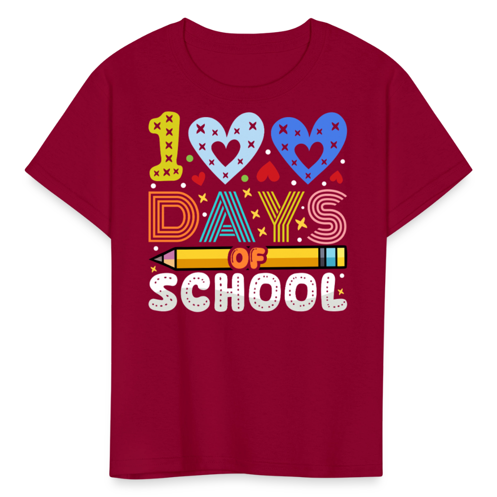 Kindergarten 100 Days Of School Shirt Students Appreciation Gifts T-Shirt - dark red