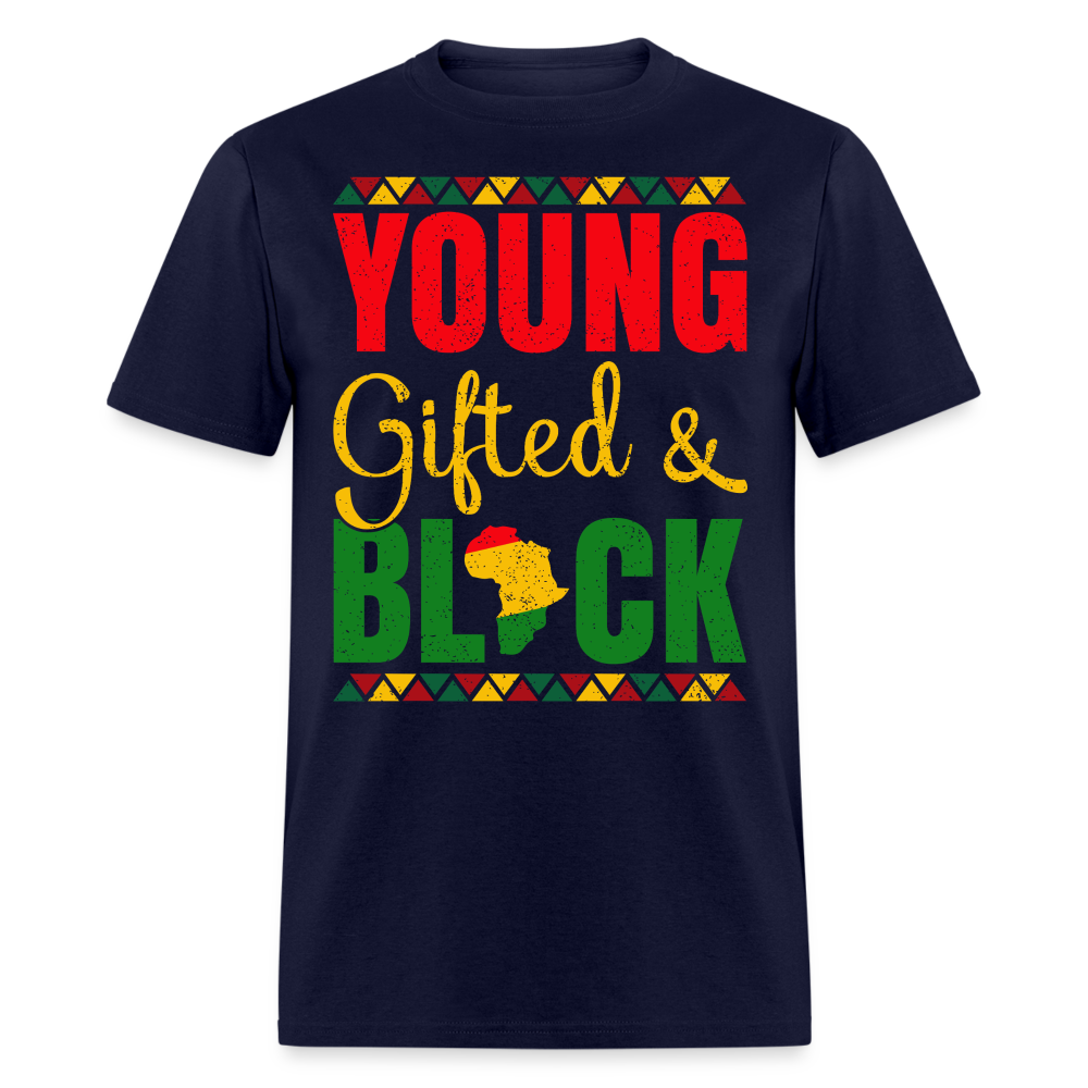 African Heritage Tee Young Gifted and Black T-Shirt - navy