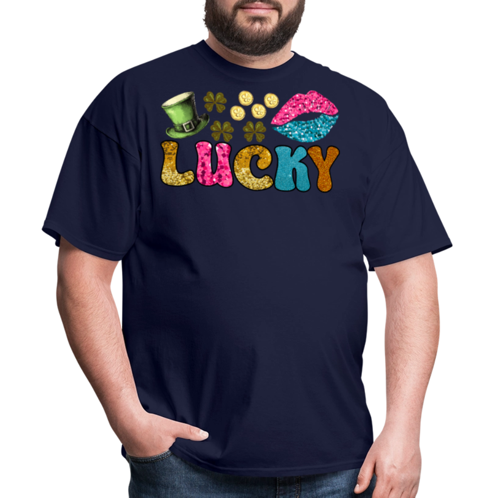 Lucky Charm Graphic Tee For Festive Wear T-shirt - navy