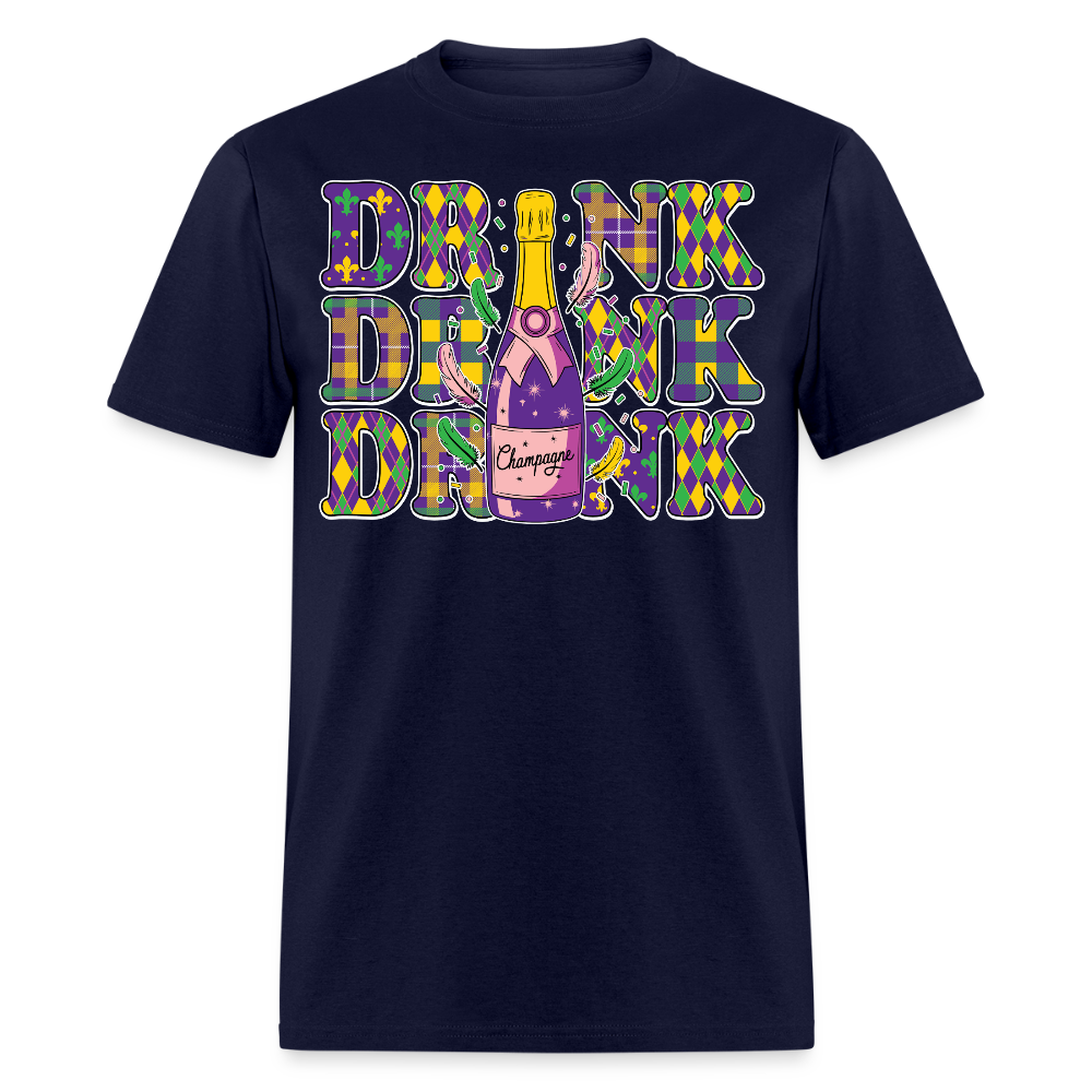 Carnival Party Wear Funny Mardi Gras Champagne Party T-shirt - navy