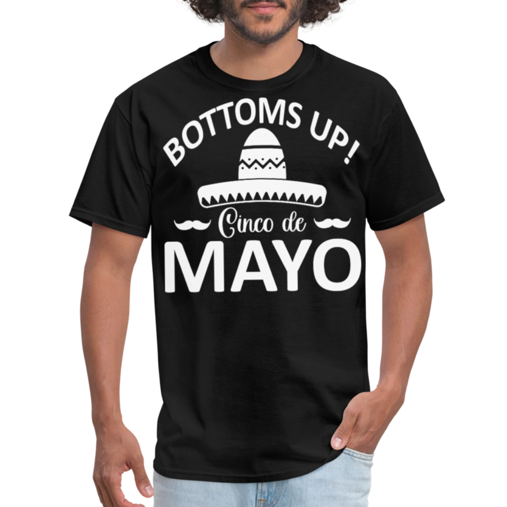 Bottoms Up Cinco de Mayo Tee Funny Mexican Drinking T-shirt - black