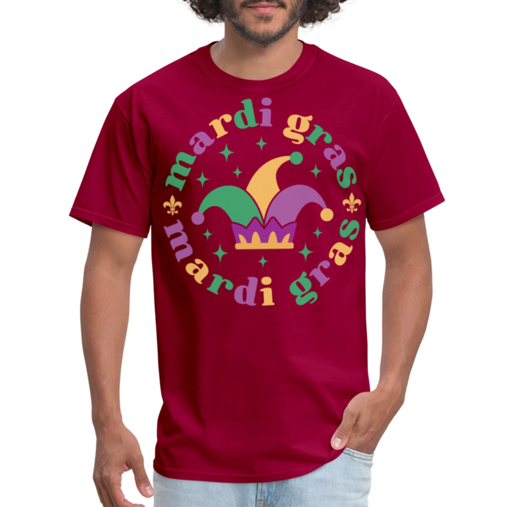 Funny Mardi Gras Jester Hat Unisex T-shirt - dark red