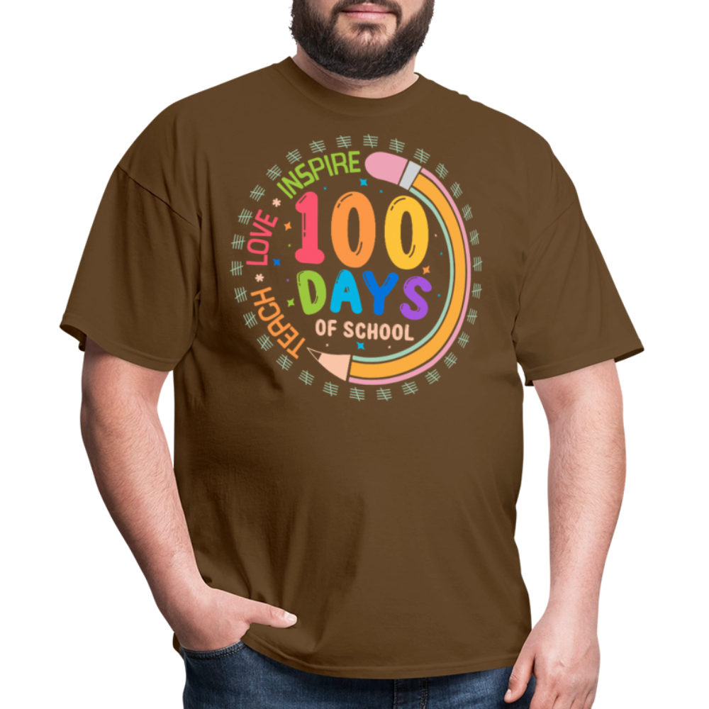 100th Days Of School Shirt For Teachers School Milestone Celebration T-shirt - brown