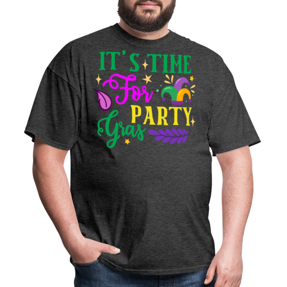 Funny Mardi Gras Festival Tee It's Time for Party Gras T-shirt - heather black