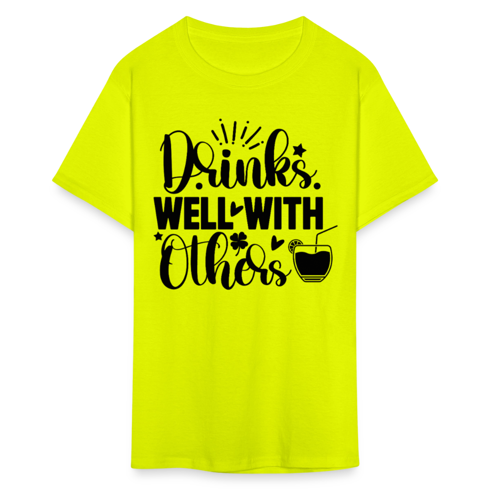 St. Patrick's Day Tee – Drinks Well with Others Shirt - safety green