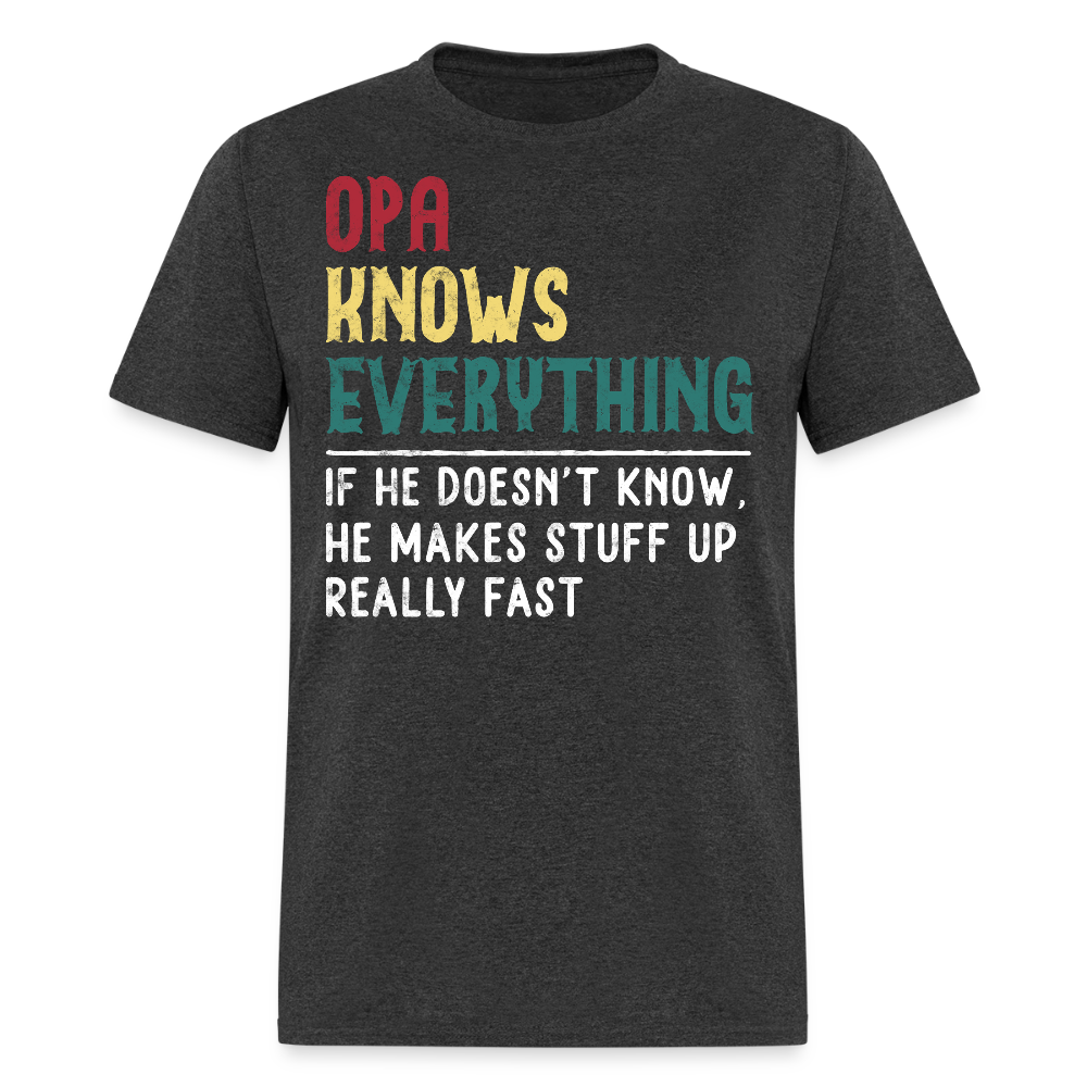 Opa Knows Everything Funny German Grandpa T-shirt - heather black