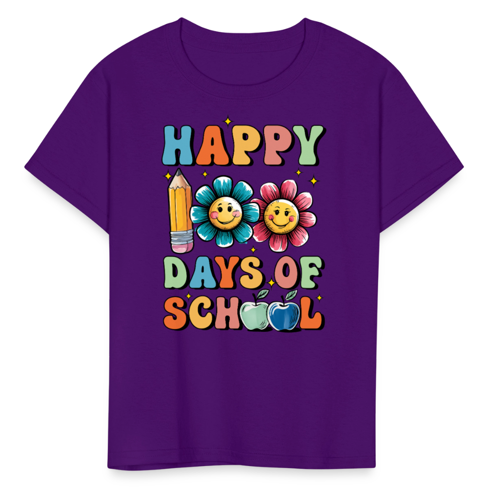 Happy 100 Days Of School Shirt For Kids Back To School Milestone T-shirt - purple