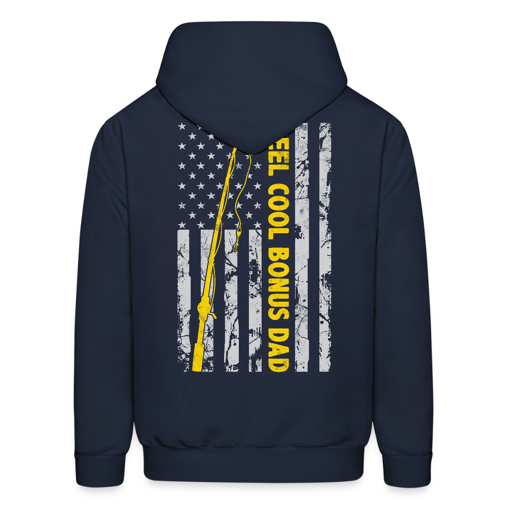 Reel Cool Bonus Dad Patriotic Fishing Hoodie - navy