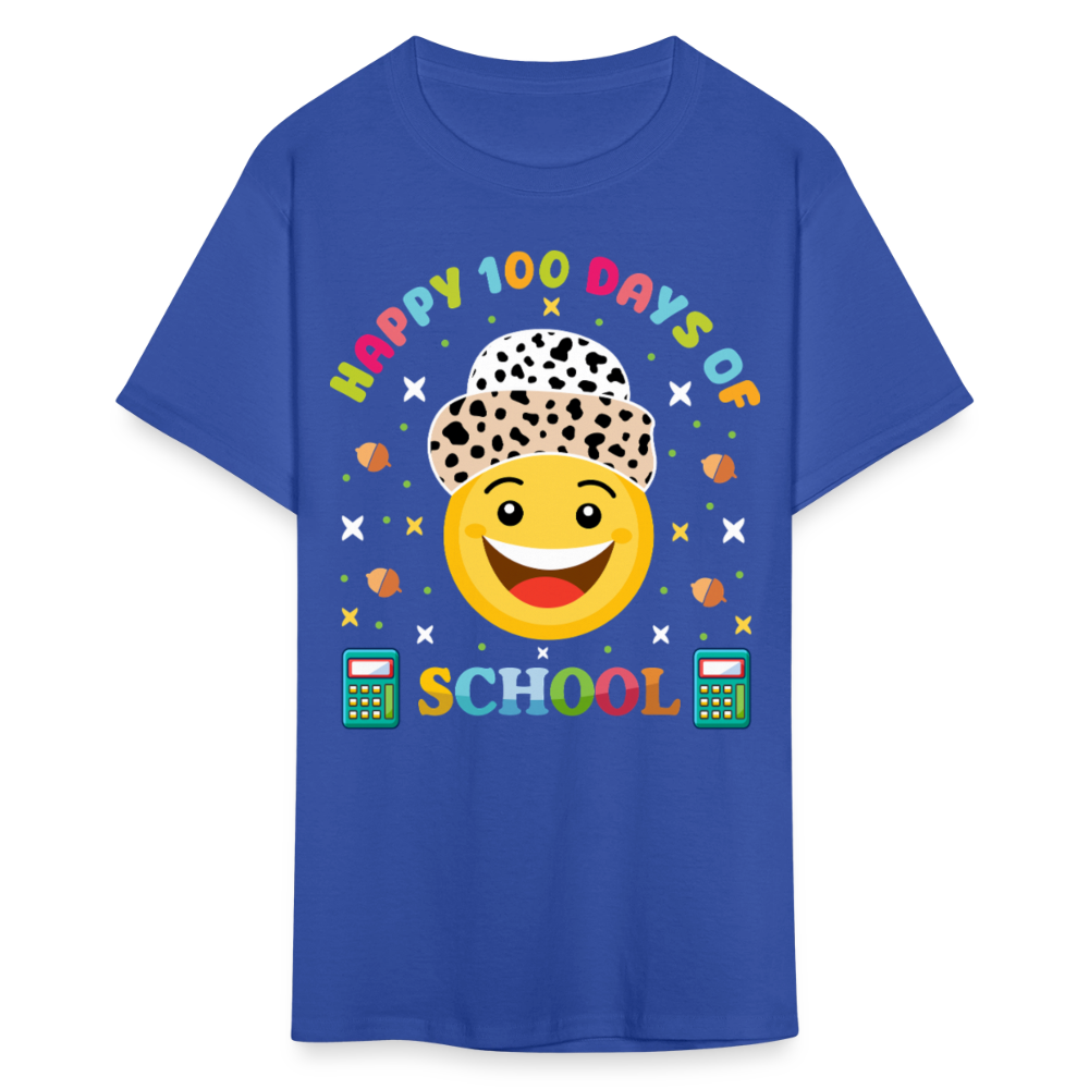 Happy 100 Days of School Teacher Tee 100 Days Smiley Face T-shirt - royal blue