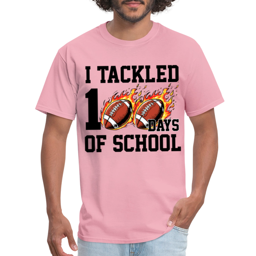 I Tackled 100 Days of School Shirt School Celebration Unisex T-shirt - pink