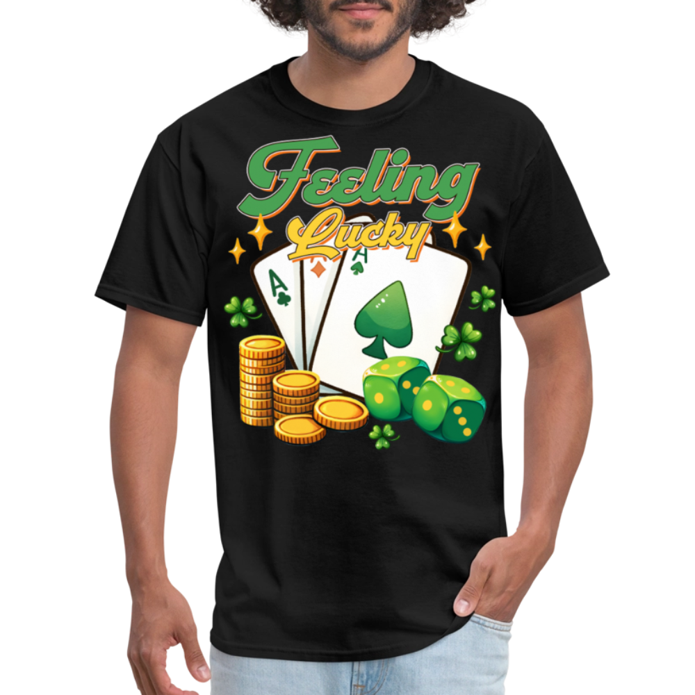 Feeling Lucky Poker Design Gamblers T-shirt - black