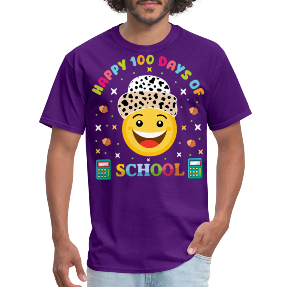 Happy 100 Days of School Teacher Tee 100 Days Smiley Face T-shirt - purple