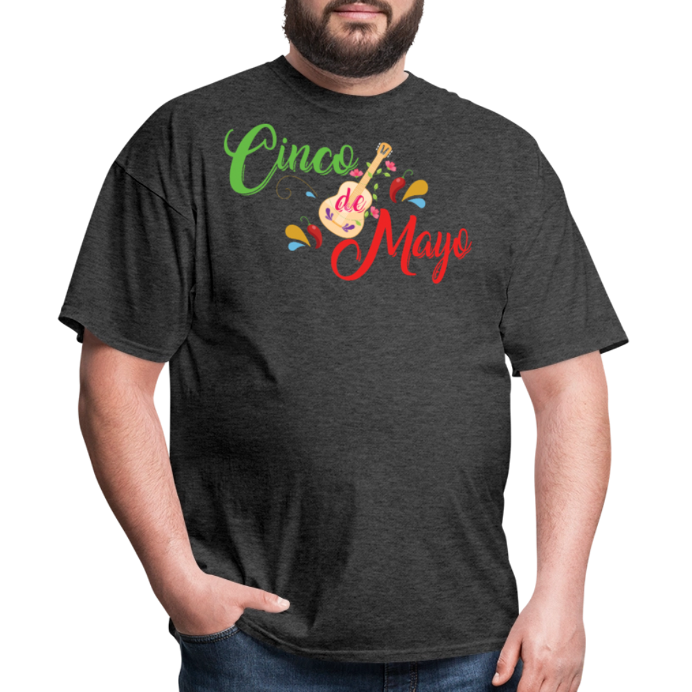 Colorful Cinco De Mayo Shirt With Guitar Unisex T-shirt - heather black