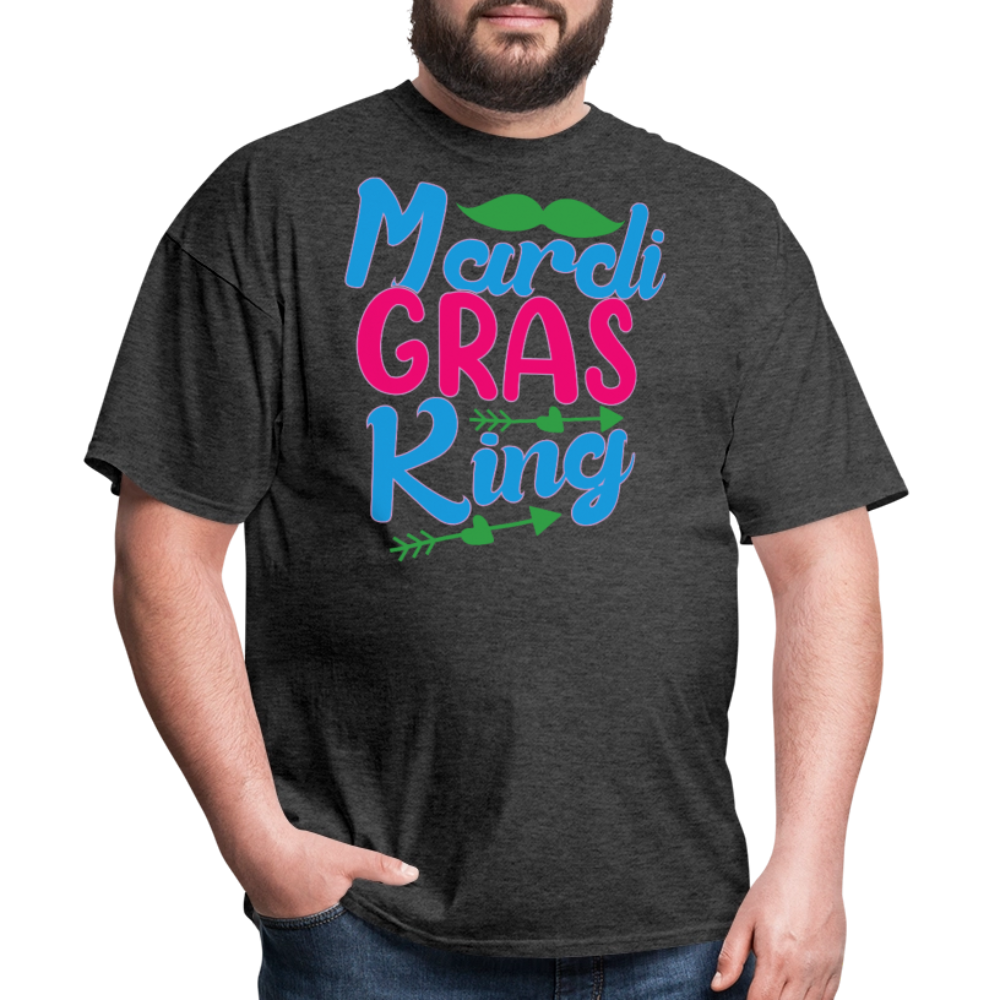 Mardi Gras King Shirt For Men Funny Mardi Gras Party T-shirt - heather black