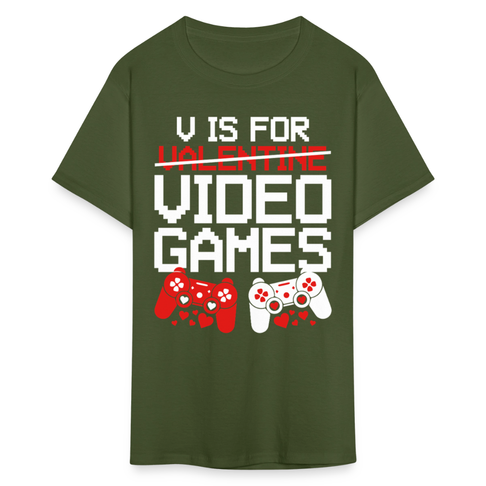 Valentine’s Day Gifts For Gamers Funny Gaming Couple Matching T-shirt - military green