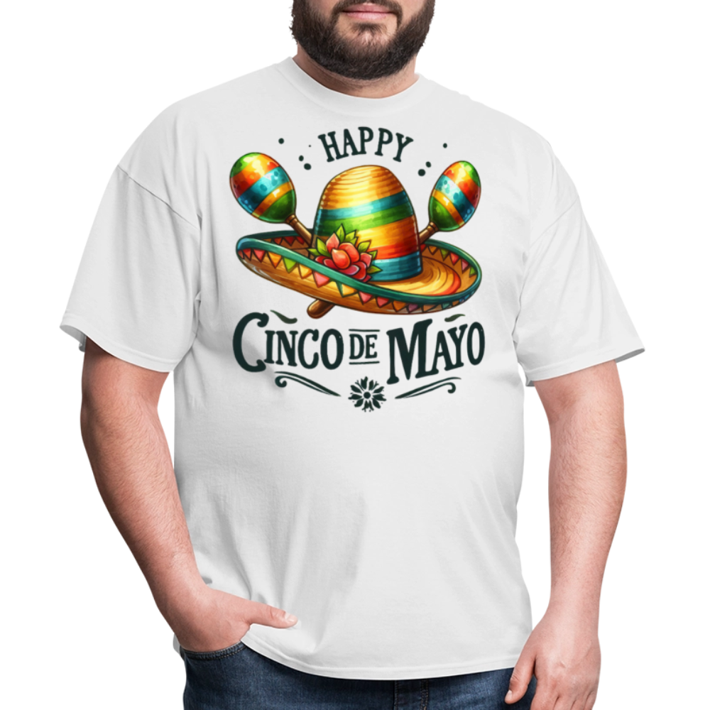 Colorful Sombrero And Maracas Festival Tee Cinco de MayoT-shirt - white