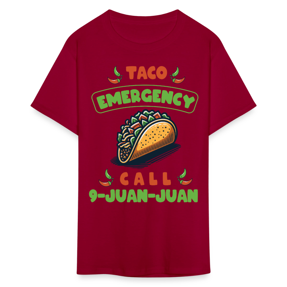 Taco emergency Call 9-juan-juan Tee Mexican Food Lover T-shirt - dark red