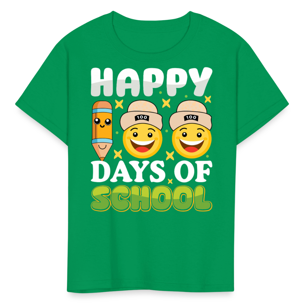 100 Days Of School Tee For Kids School Milestone Celebration T-shirt - kelly green