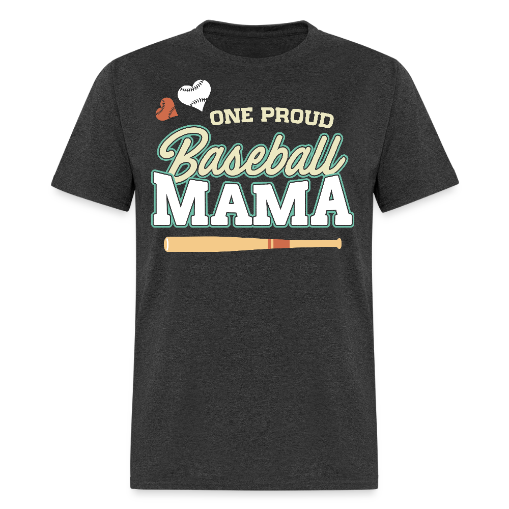 Proud Baseball Mama Sports Mom T-shirt - heather black