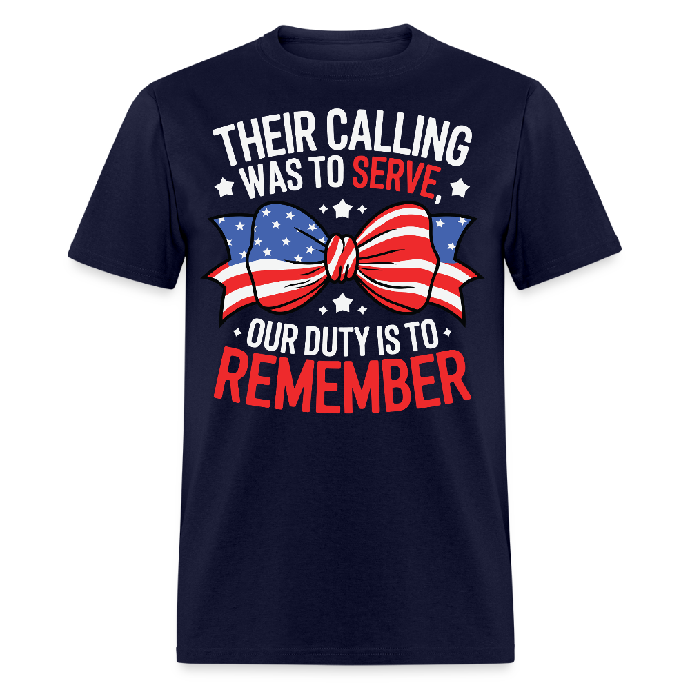 American Flag Bow Design Patriotic Memorial T-shirt - navy