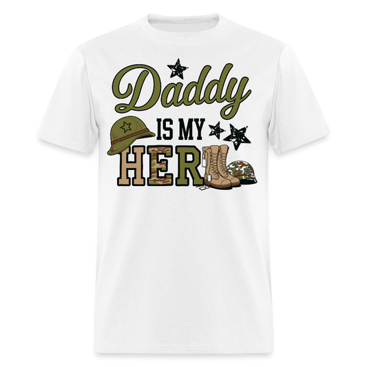 Daddy Is My Hero Army Dad T-shirt - white