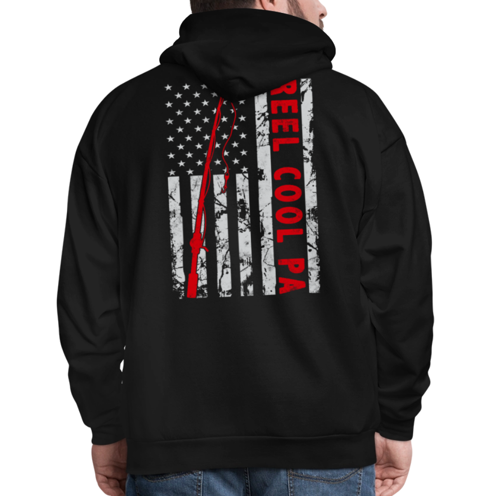 Reel Cool Pa Rustic American Flag Fishing Hoodie - black