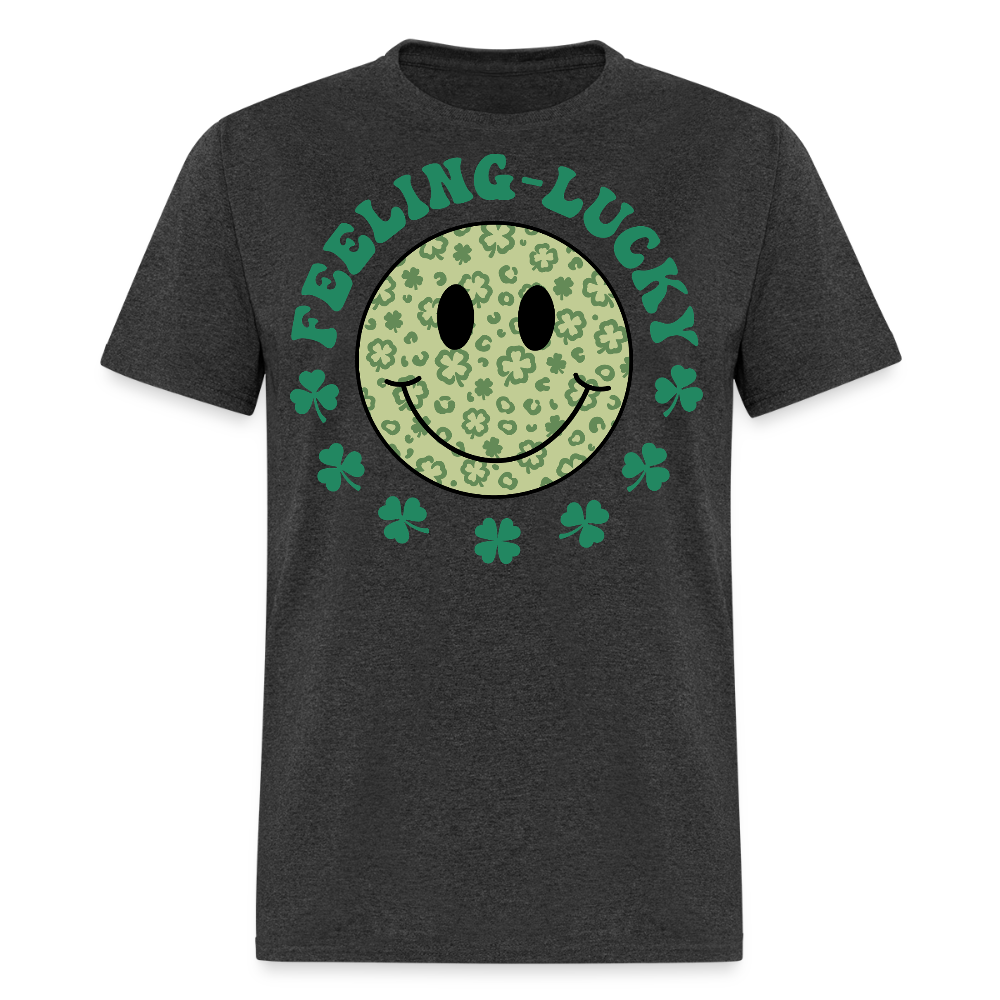 Feeling Lucky St Patrick’s Day Smiley Face T-shirt - heather black